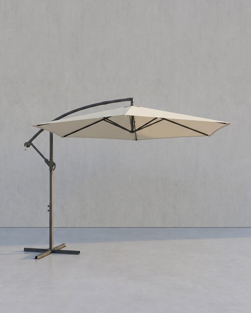 Parasol Met LED Solarverlichting – Met Standaard – UPF 50+ – Met Zwenkel – Voor Balkon En Tuin
