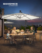 Grote Parasol 350cm - Met LED-Verlichting - Voor Terras En Tuin
