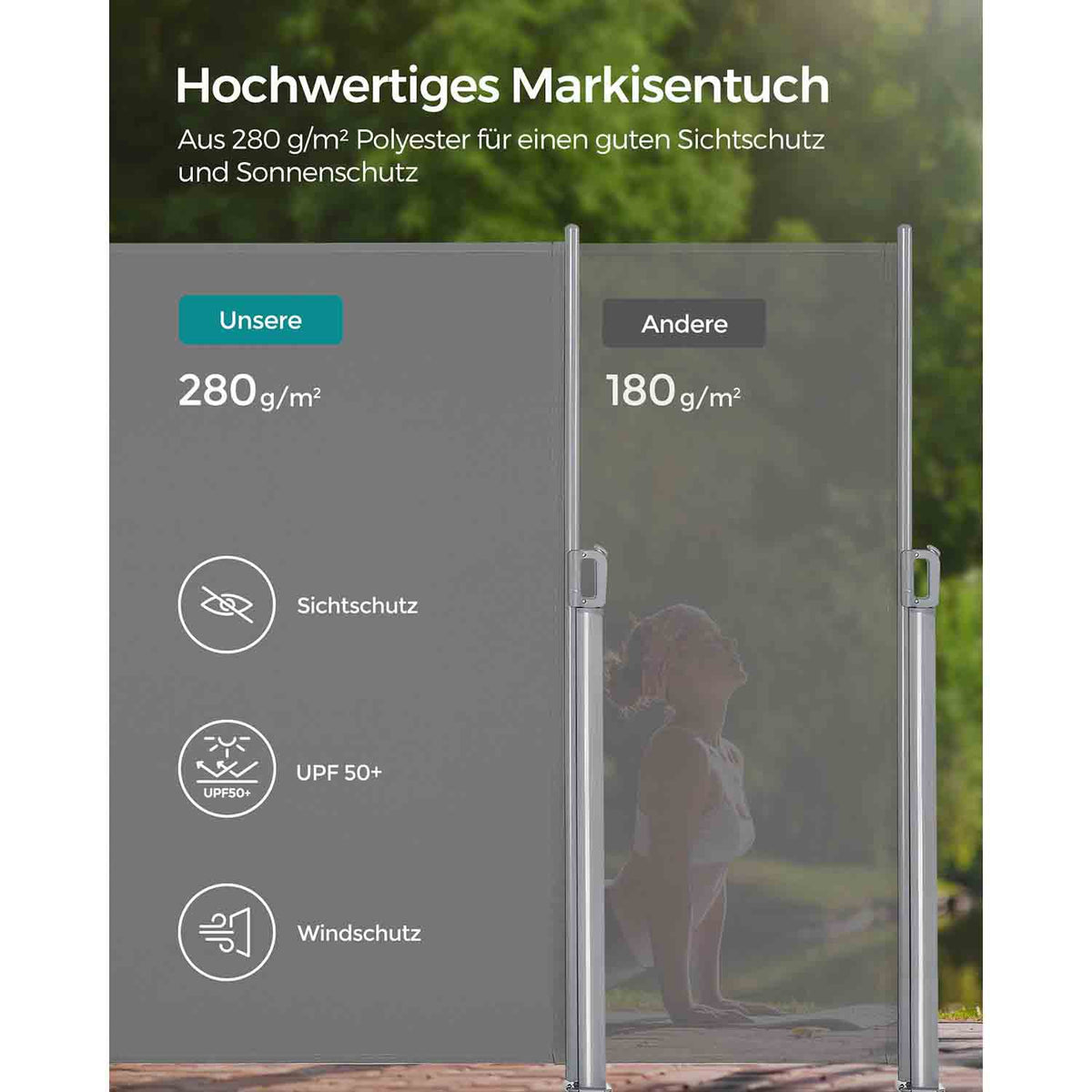 Tuinscherm - Roestvrij Aluminium - Terrascherm - Niet doorzichtig - Grijs / Aluminium