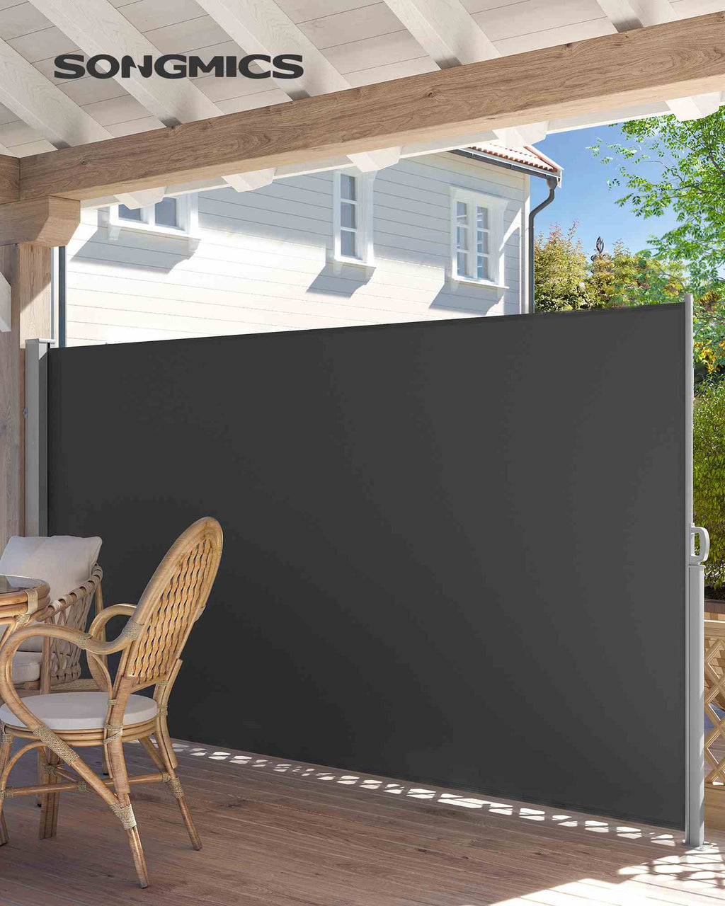 Uittrekbare Zijluifel 160 x 400 cm - Roestbestendige Stalen Cassette - Voor Balkon En Terras