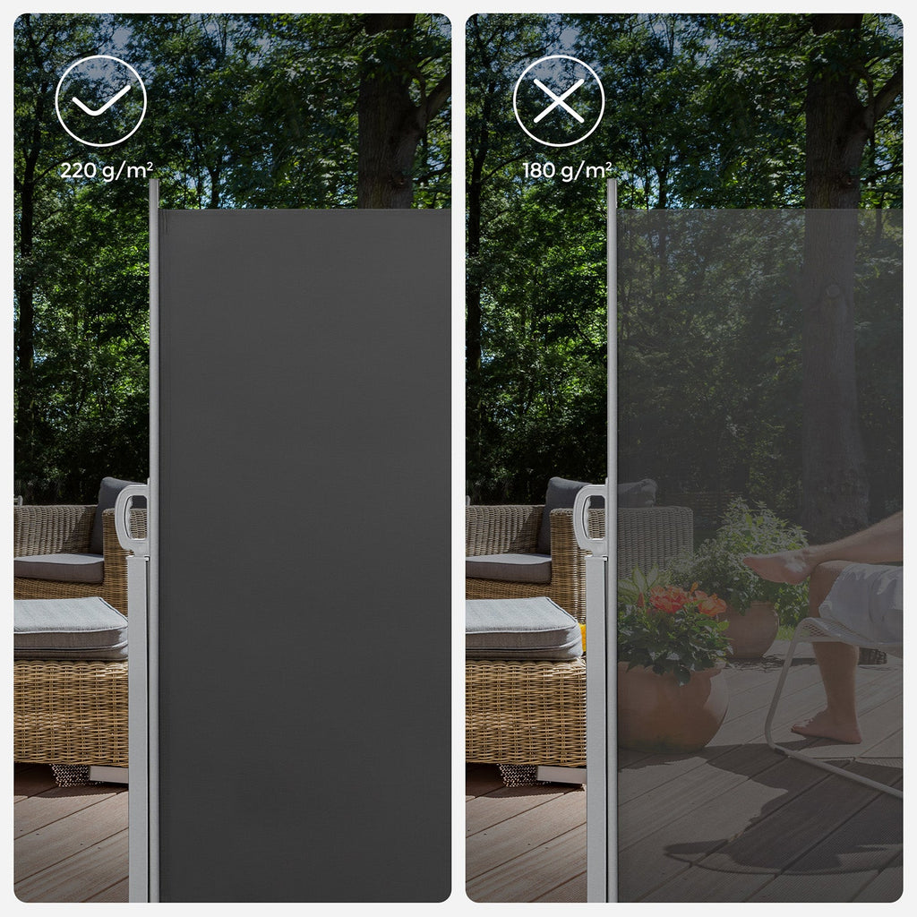 Uittrekbaar Zijluifel – Tuinscherm / Zijzonnescherm Voor Balkon & Terras – Ijzer / Antraciet