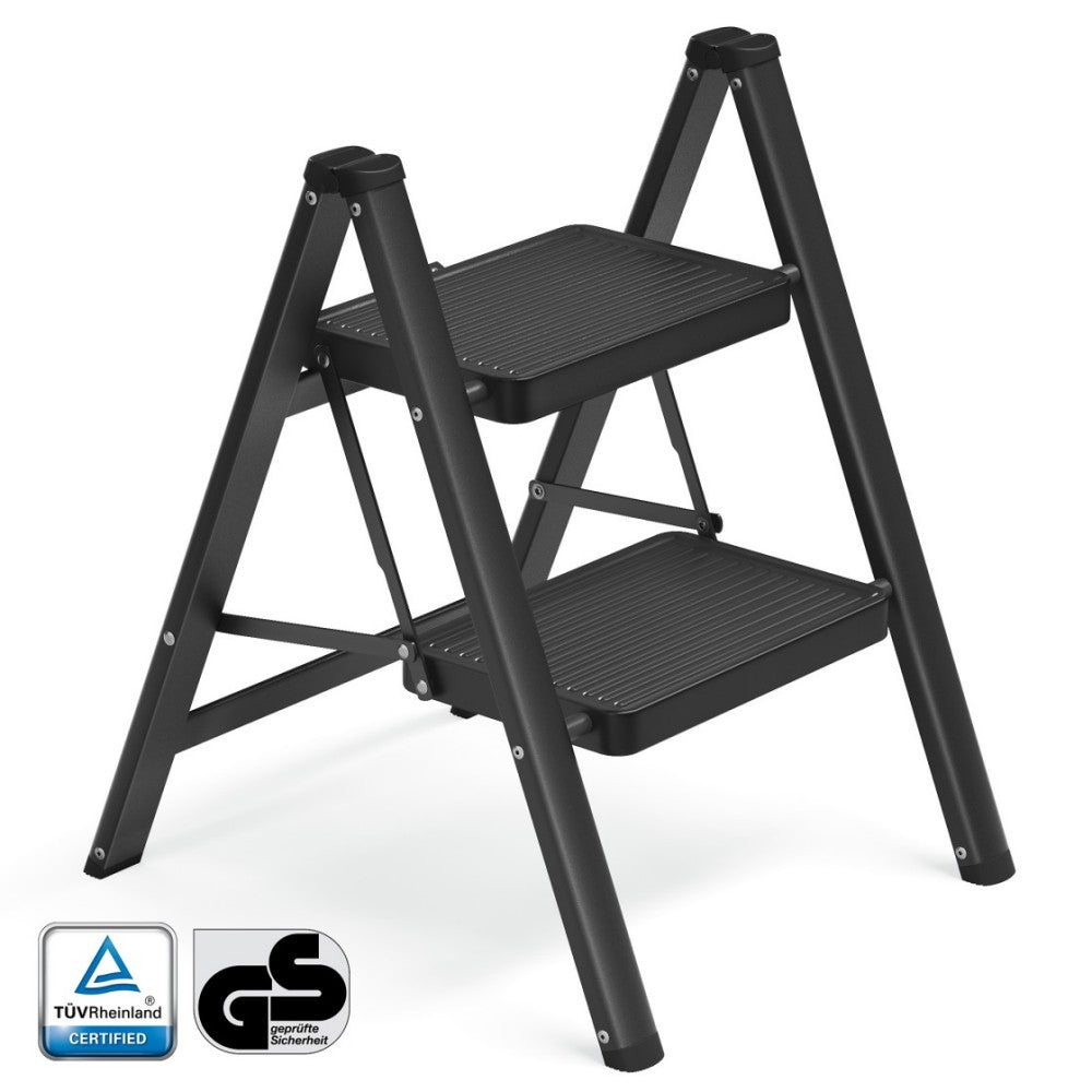 Opvouwbare Trapladder Met 2 Treden - Stalen Huishoudtrap - Belastbaar Tot 150 Kg