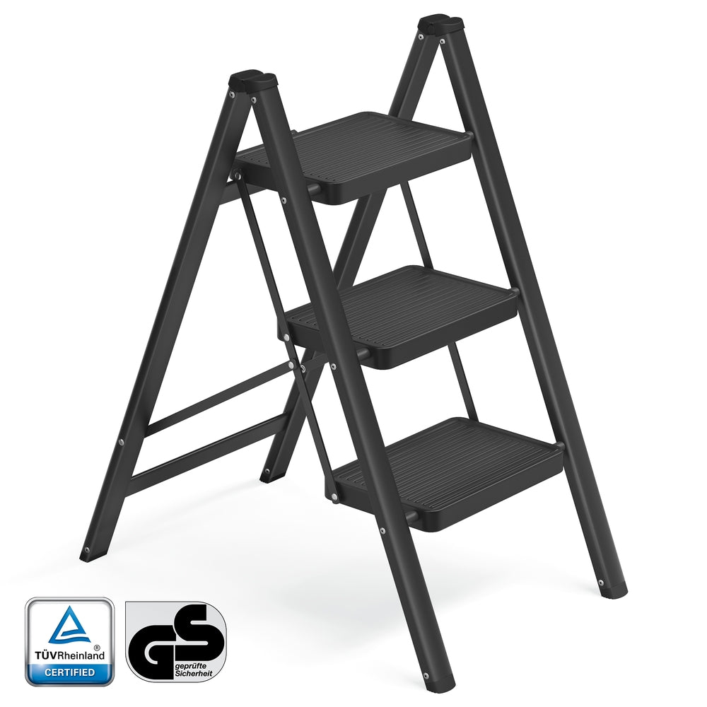 Trapladder Opvouwbaar 3 Treden - Stalen Huishoudtrap Tot 150 Kg Belastbaar