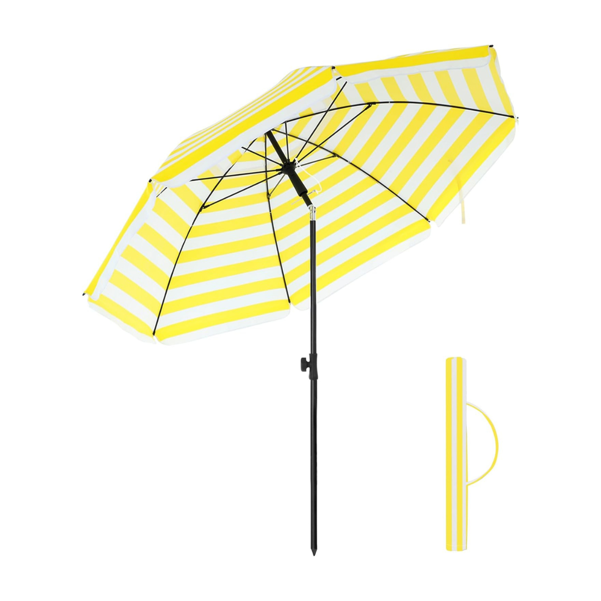 Tuinparasol Ø 160 / 200 cm – Kantelbaar – In Hoogte Verstelbaar – UPF 50+ – Met Draagtas – Zonder Standaard