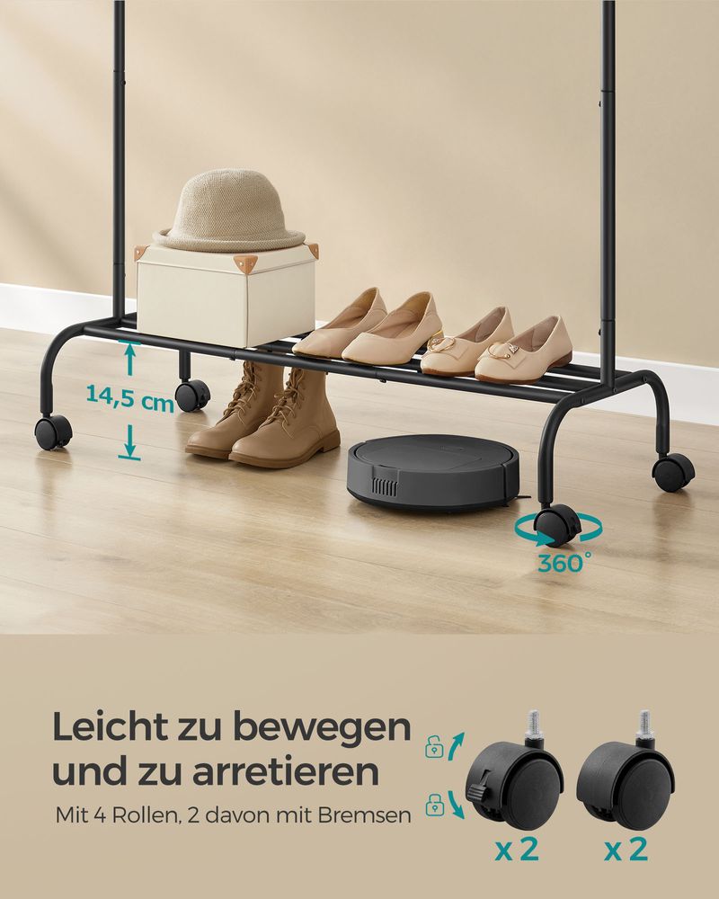 Mobiele Kledingstandaard met Wielen - Veelzijdig Ontwerp - Cactus Haken