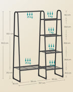 Kledingrek – 5 planken – Stalen frame – Maximale draagkracht 70 kg – 40 x 101,7 x 153,3 cm