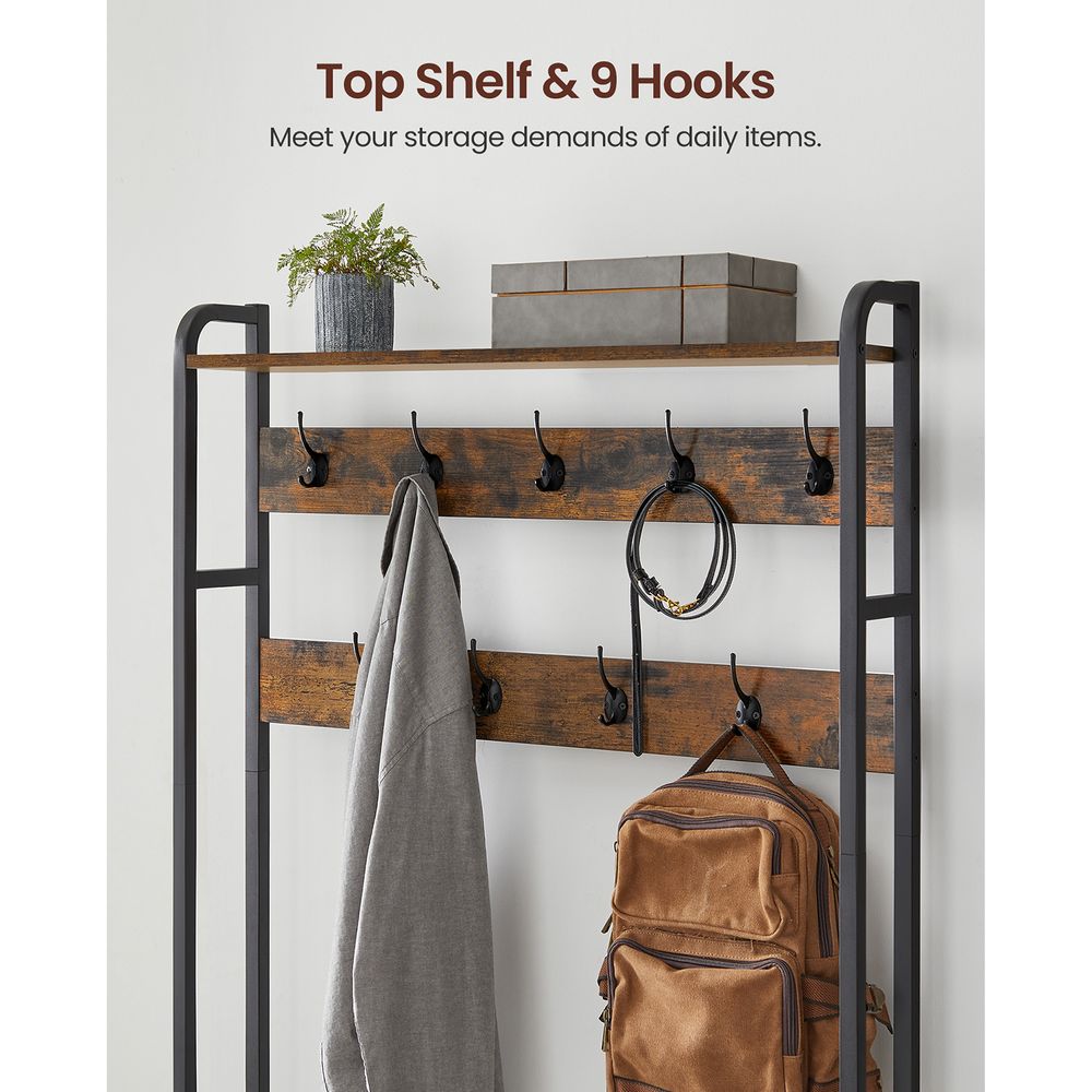 Kapstok met Bank & Schoenenkast – Industrieel Design – 4-in-1 Halmeubel 85 cm
