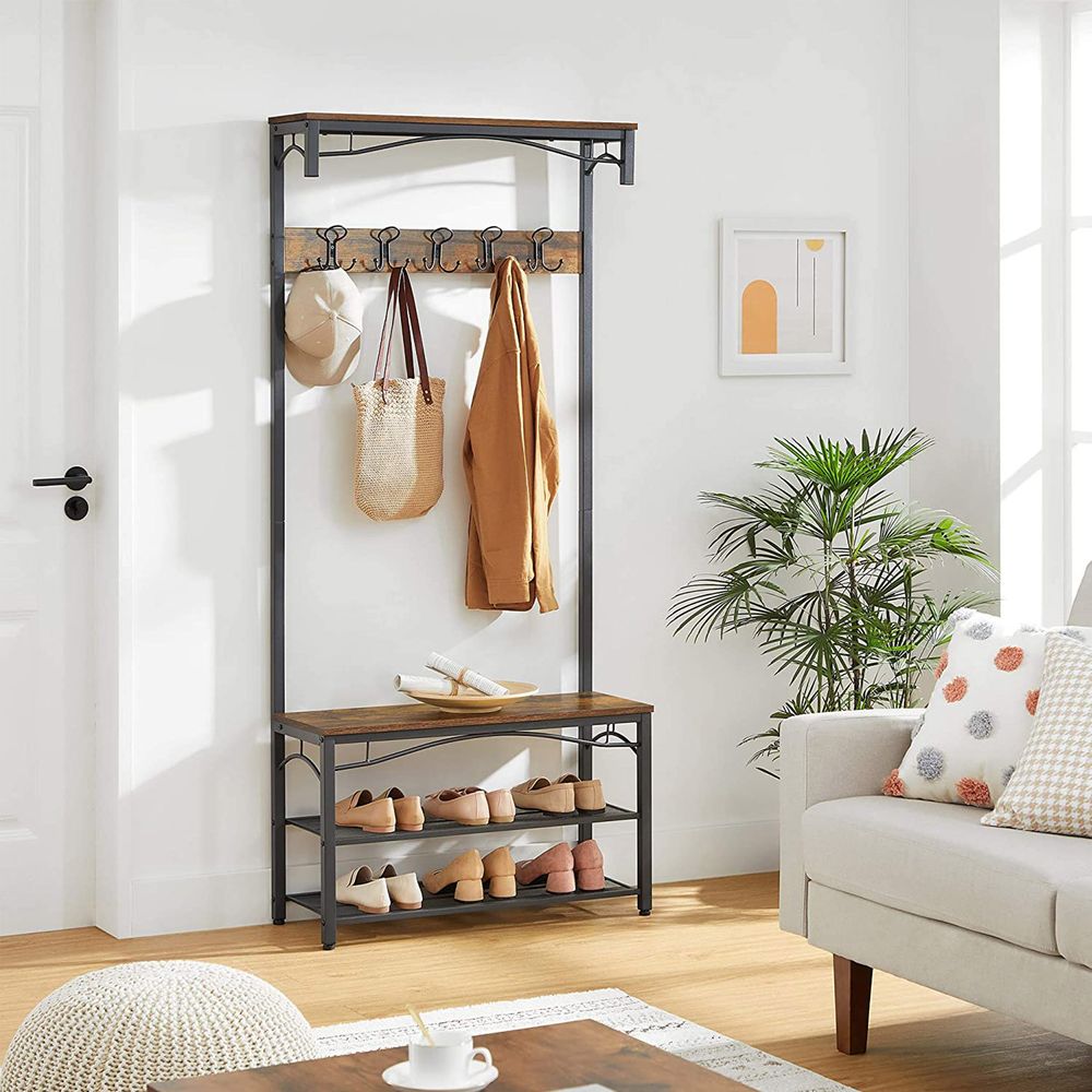 Kapstok met Schoenenrek en Zitbank – Industrieel Design – Halmeubel 80 cm Breed