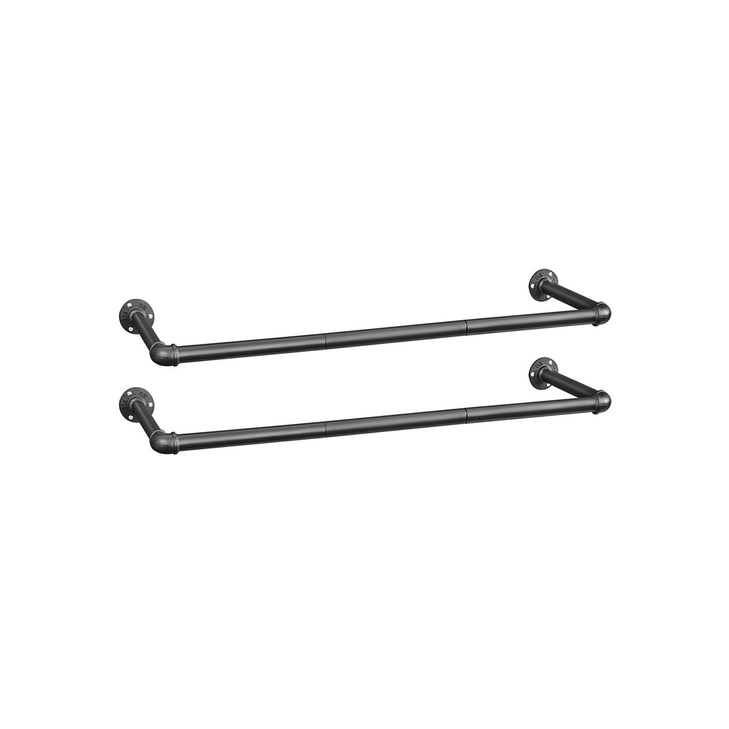 Wandkapstok Industrieel – Set van 2 Kledingrails – Zwarte Stalen Buizen