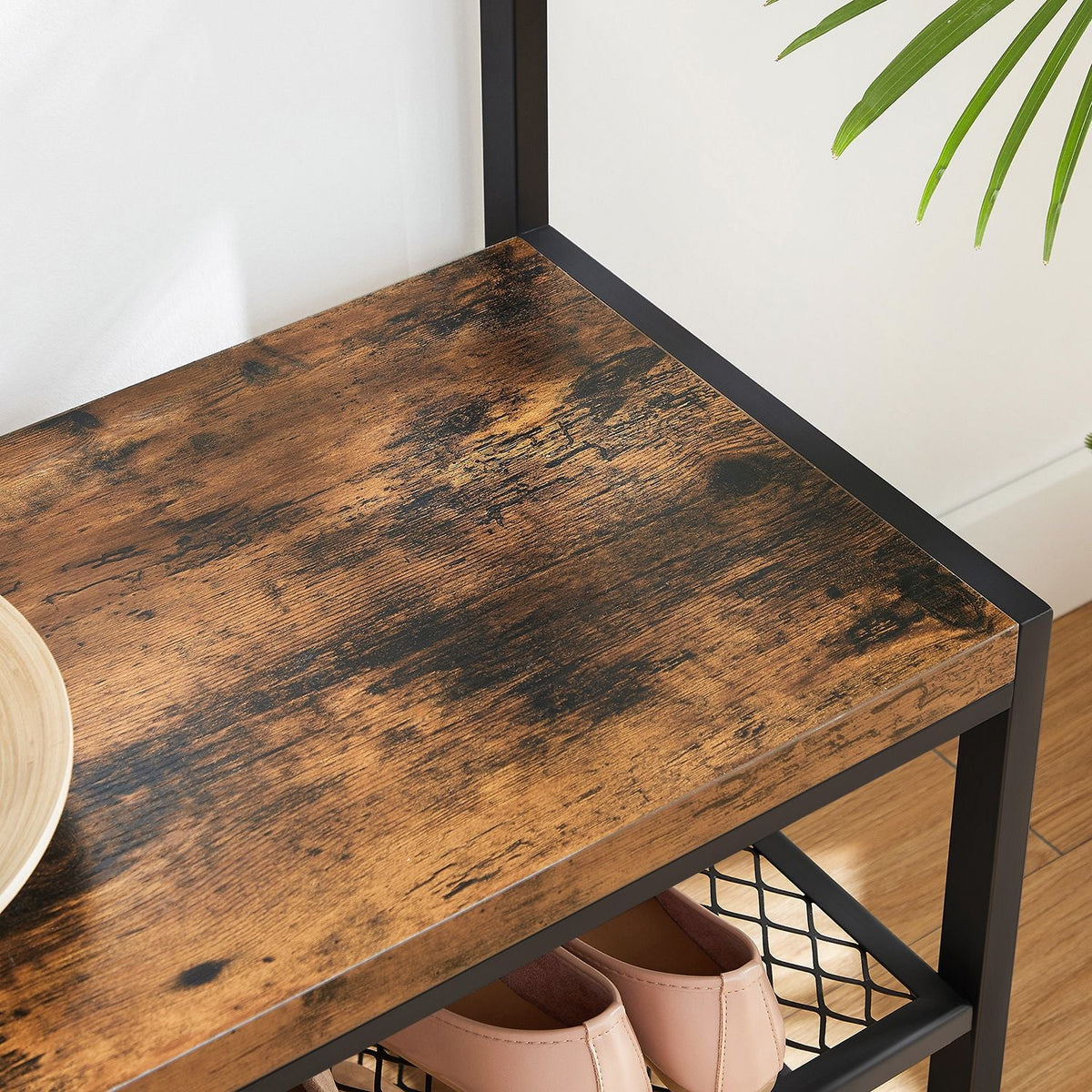 Kapstok met Schoenenrek en Zitbank – Industrieel Design – 100 cm Breed – Met 12 Haken