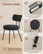 Moderne Eetkamerstoelen – Set van 2 – Gestoffeerd met Fleece – Ronde Zitting met Rugleuning