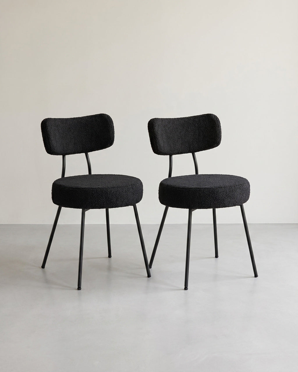 Moderne Eetkamerstoelen – Set van 2 – Gestoffeerd met Fleece – Ronde Zitting met Rugleuning