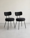 Moderne Eetkamerstoelen – Set van 2 – Gestoffeerd met Fleece – Ronde Zitting met Rugleuning