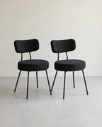Moderne Eetkamerstoelen – Set van 2 – Gestoffeerd met Fleece – Ronde Zitting met Rugleuning