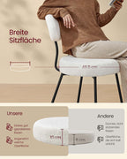 Moderne Eetkamerstoelen – Set van 2 – Gestoffeerd met Fleece – Ronde Zitting met Rugleuning