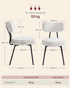 Moderne Eetkamerstoelen – Set van 2 – Gestoffeerd met Fleece – Ronde Zitting met Rugleuning