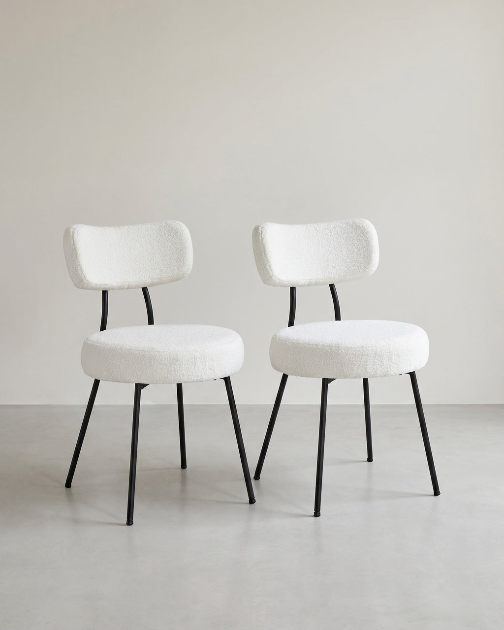 Moderne Eetkamerstoelen – Set van 2 – Gestoffeerd met Fleece – Ronde Zitting met Rugleuning