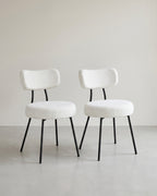 Moderne Eetkamerstoelen – Set van 2 – Gestoffeerd met Fleece – Ronde Zitting met Rugleuning