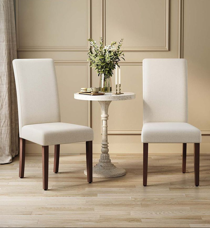 Eetkamerstoelen Set van 2 – Gestoffeerde Zitting – Houten Poten – Ergonomische Rugleuning – Klassiek Design