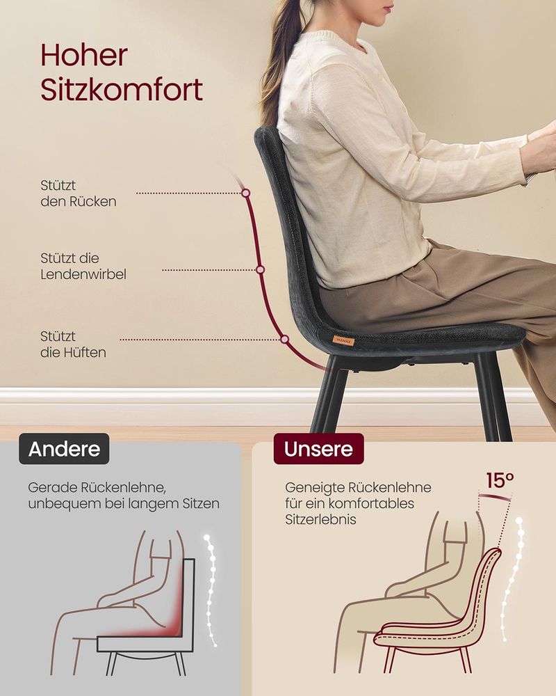 Set van 4 Eetkamerstoelen – Chenille & PU – Elegant en Comfortabel