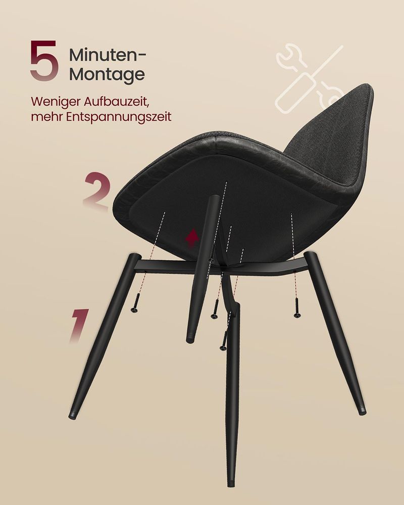 Set van 4 Eetkamerstoelen – Chenille & PU – Elegant en Comfortabel