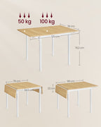 Uitschuifbare Eettafel – Inklapbaar Ontwerp – 78 x 120 cm – Industriële Stijl