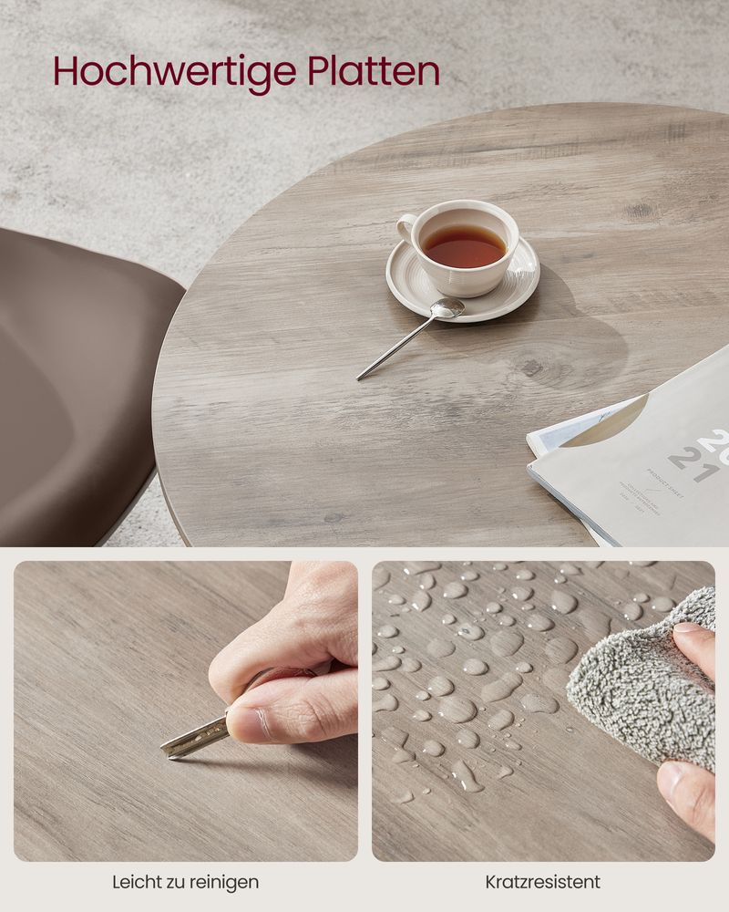 Ronde Eettafel – Industrieel Design – Ø 80 cm – Vintage Bruin-Zwart – ALINRU Collectie