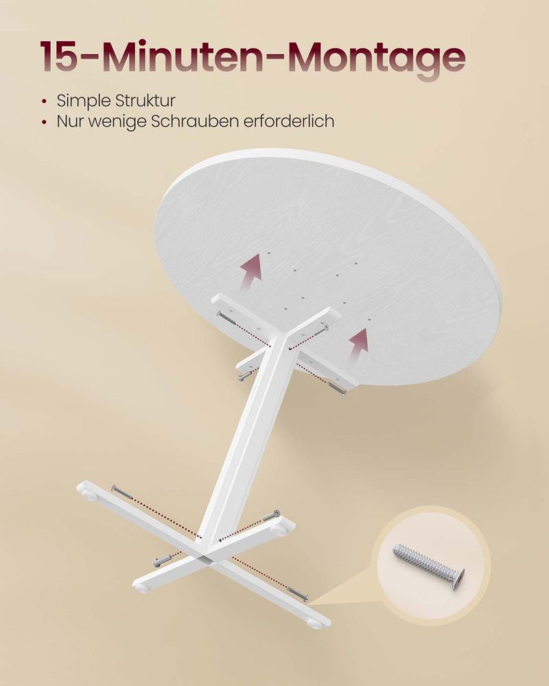 Ronde Eettafel Ø 80 cm – Moderne Landhuisstijl – Hittebestendig & Waterafstotend