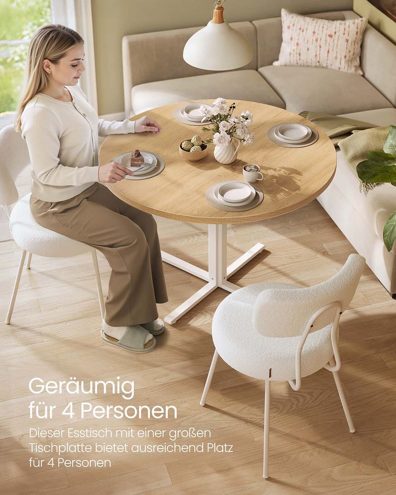 Ronde Eettafel Ø 80 cm – Moderne Landhuisstijl – Hittebestendig & Waterafstotend