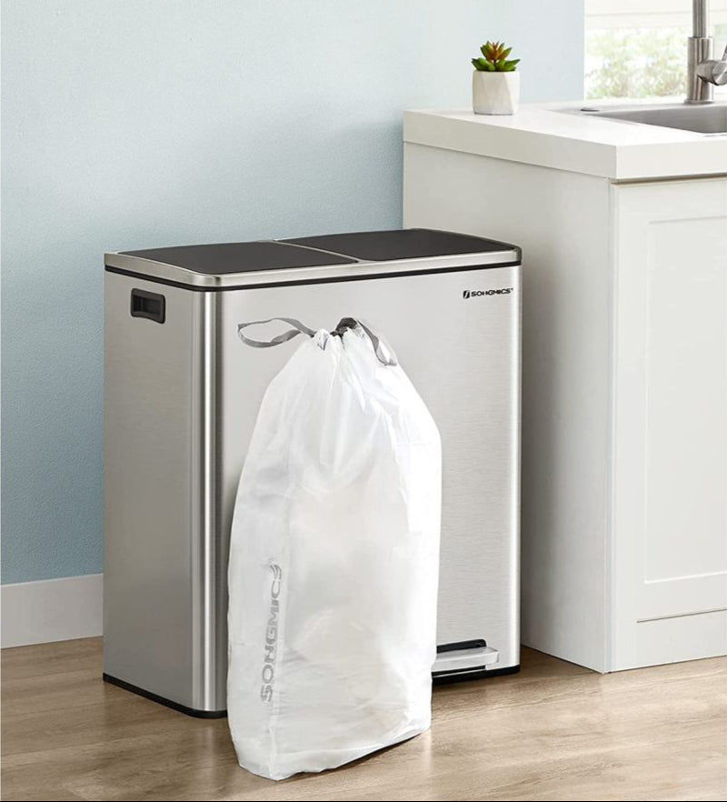 Vuilniszakken met Trekkoord – 30L Inhoud – Geschikt voor Enkele of Dubbele Vuilnisbakken – Stevig en Lekvrij – 74 x 53 cm