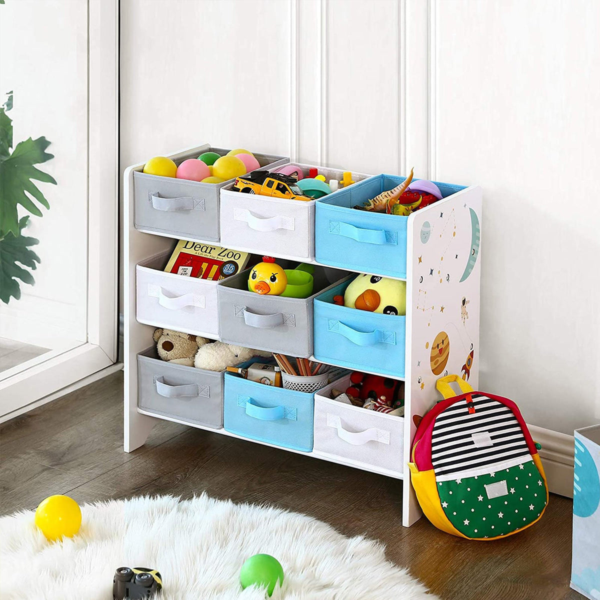 Kinder Opbergkast met 9 Opbergbakken – Speelgoed Organizer – Boekenkast met Anti-Kantelvoorziening