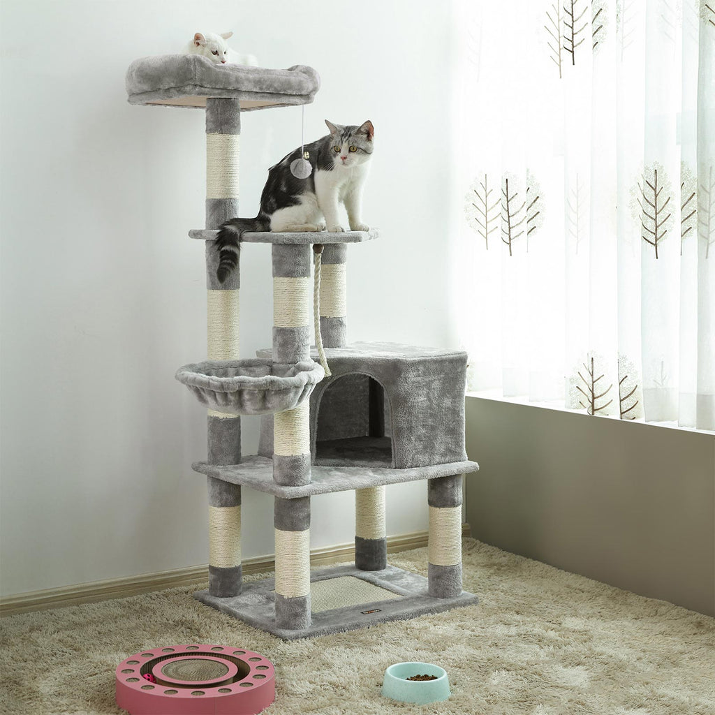 Compacte Krabpaal Van – Kattenboom met Hangmat, Krabpalen en Speelballen Voor Meerdere Katten