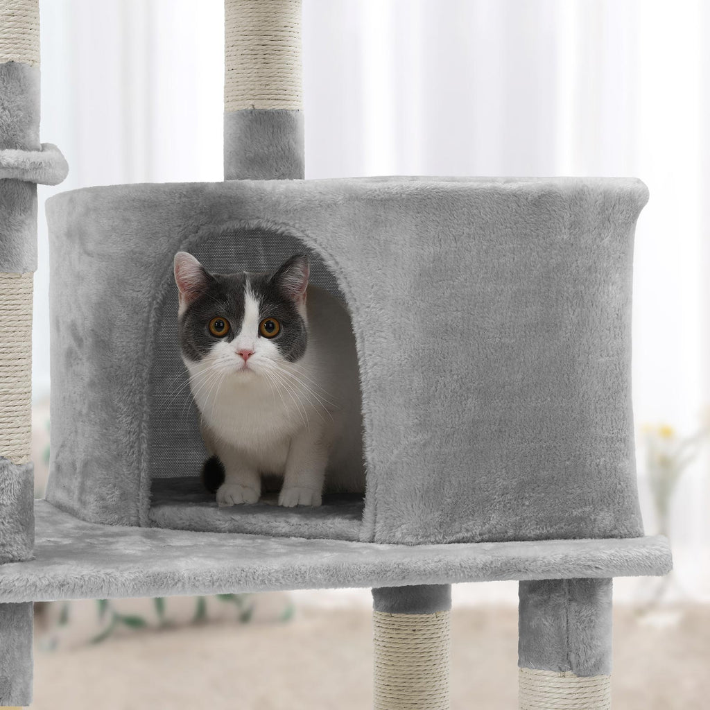 Compacte Krabpaal Van – Kattenboom met Hangmat, Krabpalen en Speelballen Voor Meerdere Katten