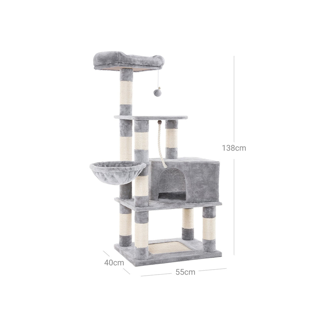 Compacte Krabpaal Van – Kattenboom met Hangmat, Krabpalen en Speelballen Voor Meerdere Katten