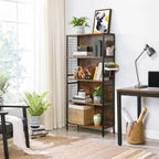 Boekenkast met 4 Planken – Industrieel Design – Opbergkast met Haken – 74 x 30 x 155 cm