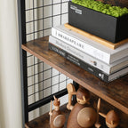 Boekenkast met 4 Planken – Industrieel Design – Opbergkast met Haken – 74 x 30 x 155 cm