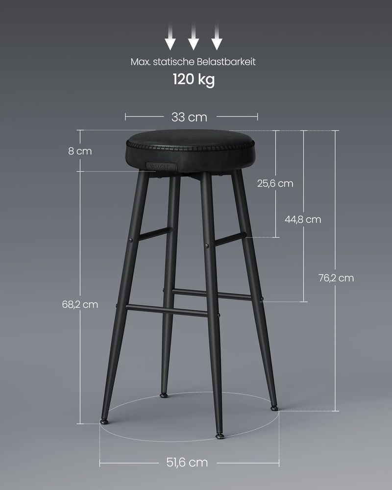 Set van 2 Barkrukken - Luxe Keukenstoelen - Verstelbare Poten
