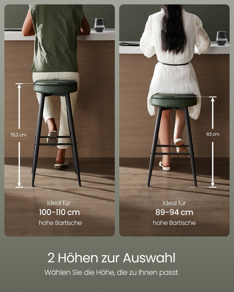 Set van 2 Barkrukken - Luxe Keukenstoelen - Verstelbare Poten