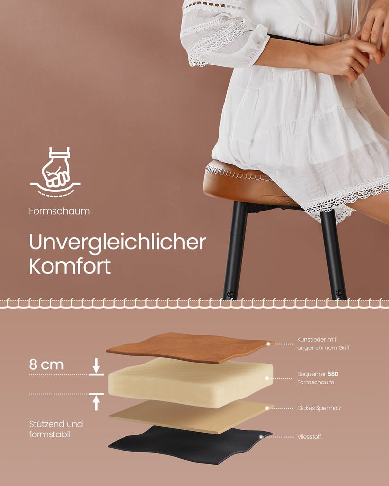Set van 2 Barkrukken - Luxe Keukenstoelen - Verstelbare Poten