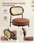 Barkrukken Set van 2 – BOHO Chic met Rotanlook Rugleuning – Hoog Zitcomfort – Voor Keuken, Bar of Eiland