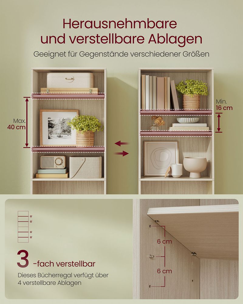 Modern Open Boekenkast – Ruim Staand Opbergrek Met Verstelbare Planken en Minimalistisch Design