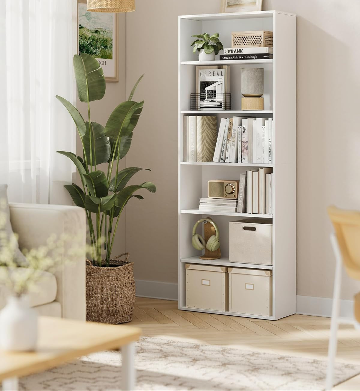 Boekenkast met Verstelbare Planken – Scandinavisch Design – Wit – 60 cm Breed