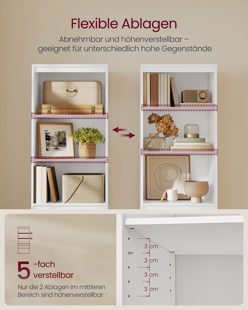Boekenkast met Lades en Verstelbare Planken – 180 cm Hoog – Multifunctionele Opbergkast – Wit – Spaanplaat