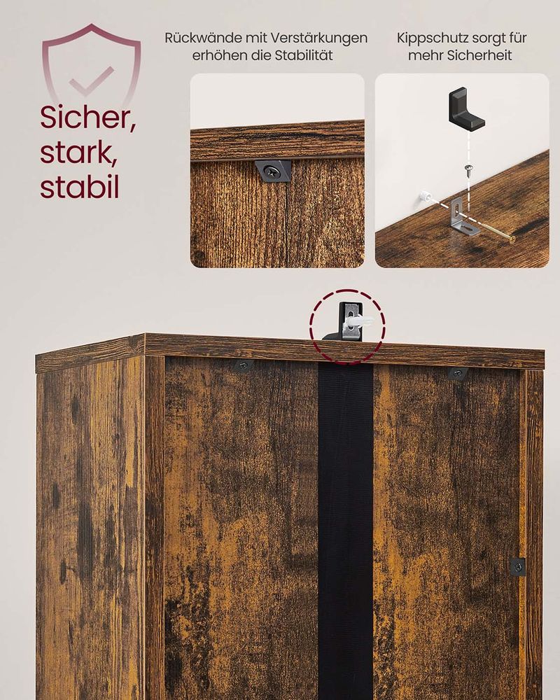 Boekenkast met Kast en Open Compartimenten – Smalle Opbergkast – Verstelbare Planken – MDF & Spaanplaat