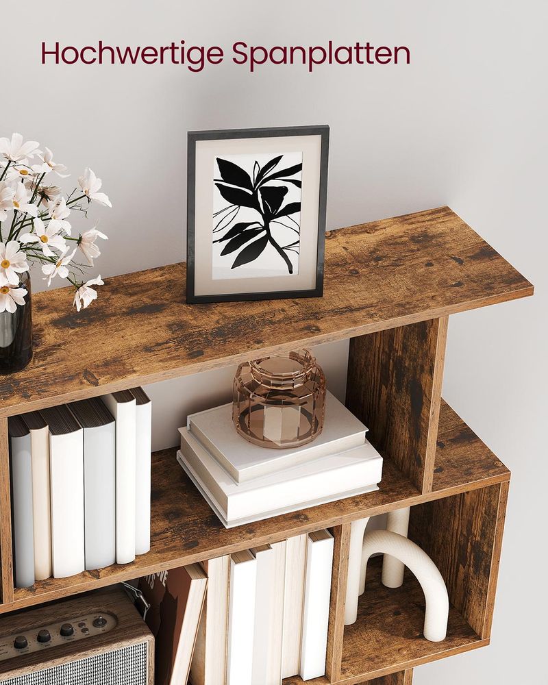 Boekenkast – S-vormig Design – 5 Niveaus – 90 cm Breed – 30 kg Draagvermogen per Niveau