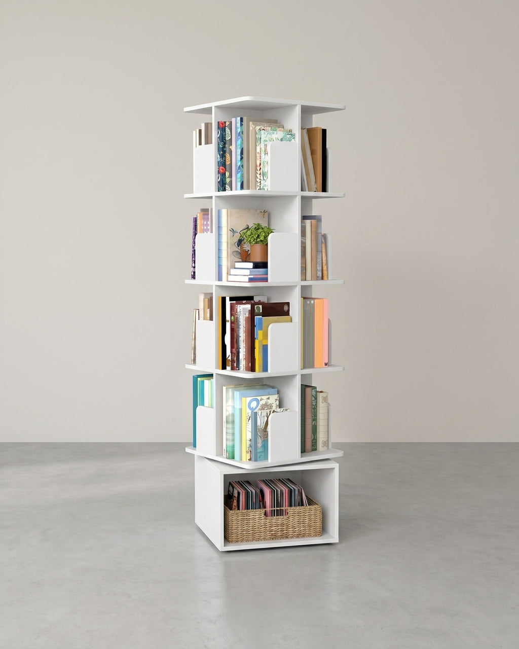 Draaibare Boekenkast - Custos Collectie - 5 Niveaus - Open Vakken