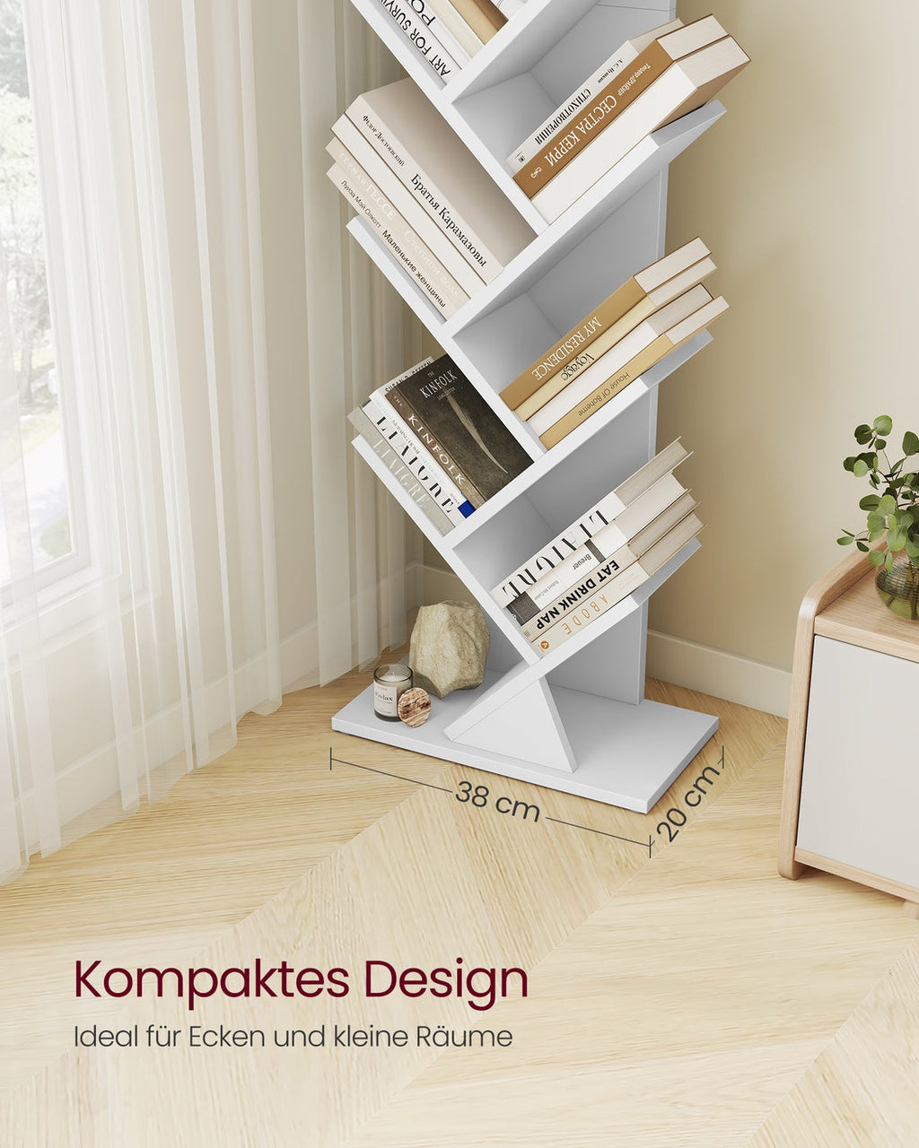 Boekenkast In Boomvorm - Smalle Footprint - Voor Slaapkamer Hal Of Woonkamer