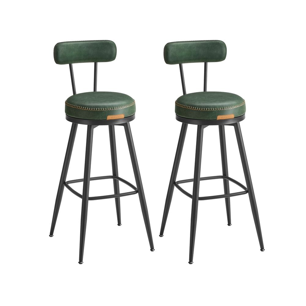 Set van 2 Barkrukken - 360° Draaibaar - Kunstleer - Industrieel Design