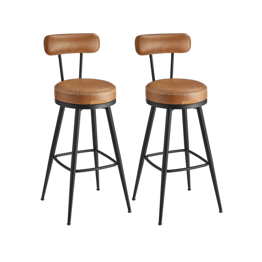 Set van 2 Barkrukken - 360° Draaibaar - Kunstleer - Industrieel Design