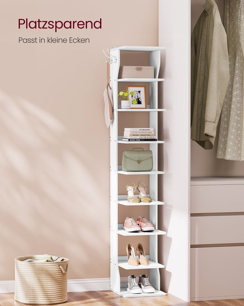 Smal Schoenenrek – 9 Lagen – Met Haken – Compact Ontwerp – 147 cm Hoog – Voor Hal Of Slaapkamer